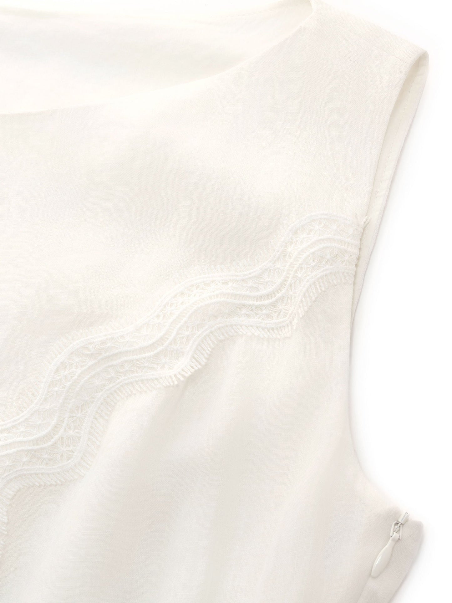 100% Ramie Lace A-Line Women Sleeveless Maxi Dress