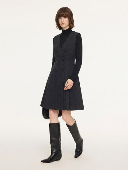Vest Dress And Mock Neck Knit Top Two-Piece Set