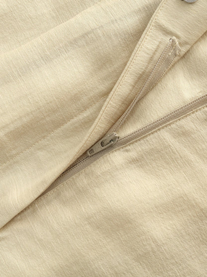 Tencel Acetate Linen Blend Women Straight Leg Pants