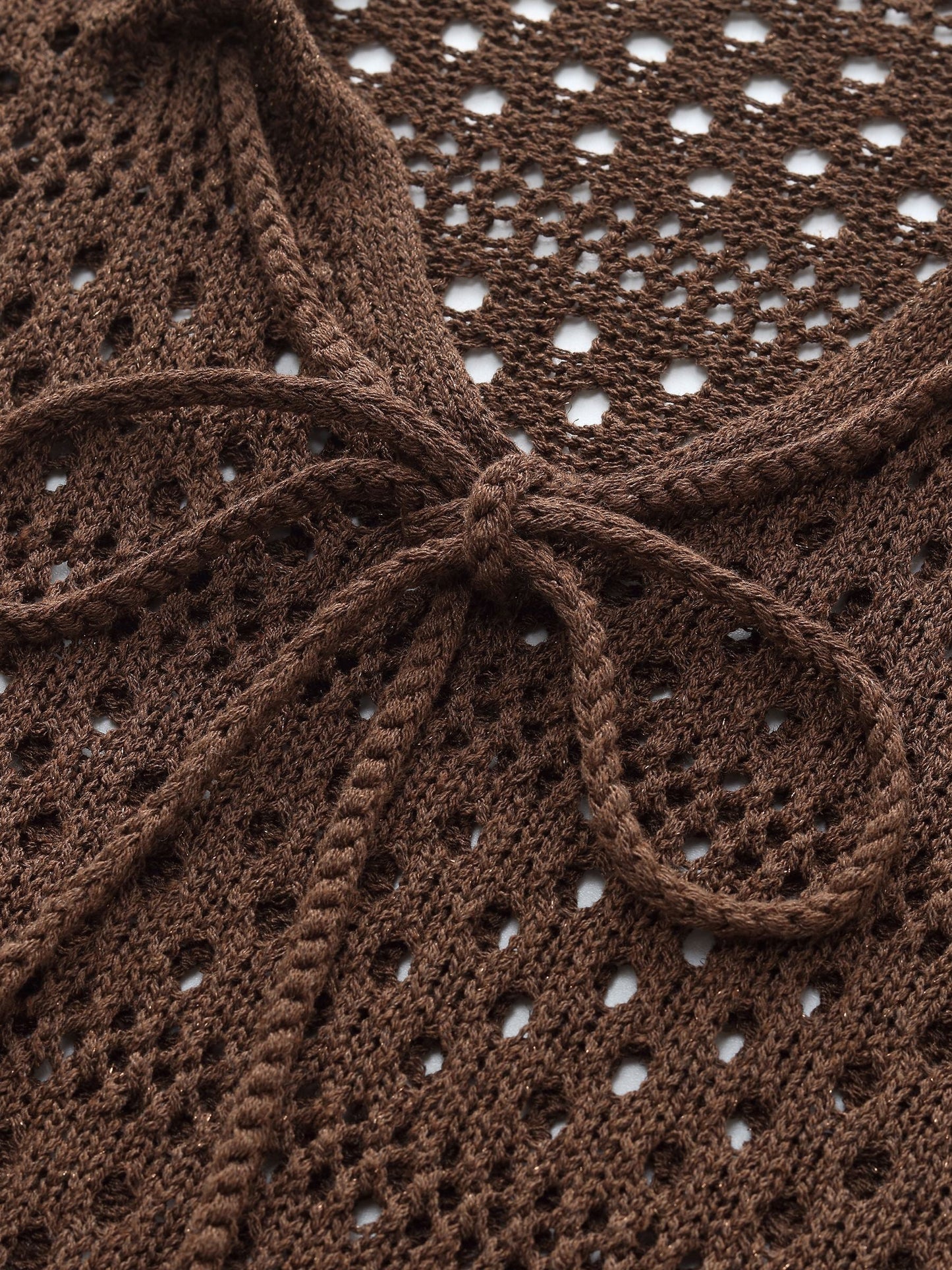 Linen Blend Openwork Pullover And Knit Tank Two-Piece Set