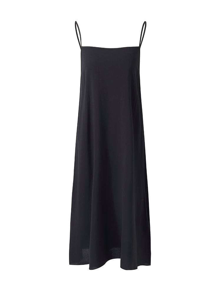 Tencel Ruffle Hem Women Tiered Vest Midi Dress With Slip Dress And Belt