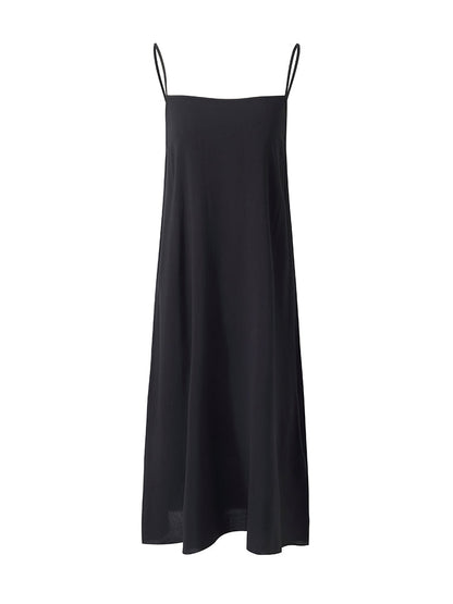 Tencel Ruffle Hem Women Tiered Vest Midi Dress With Slip Dress And Belt