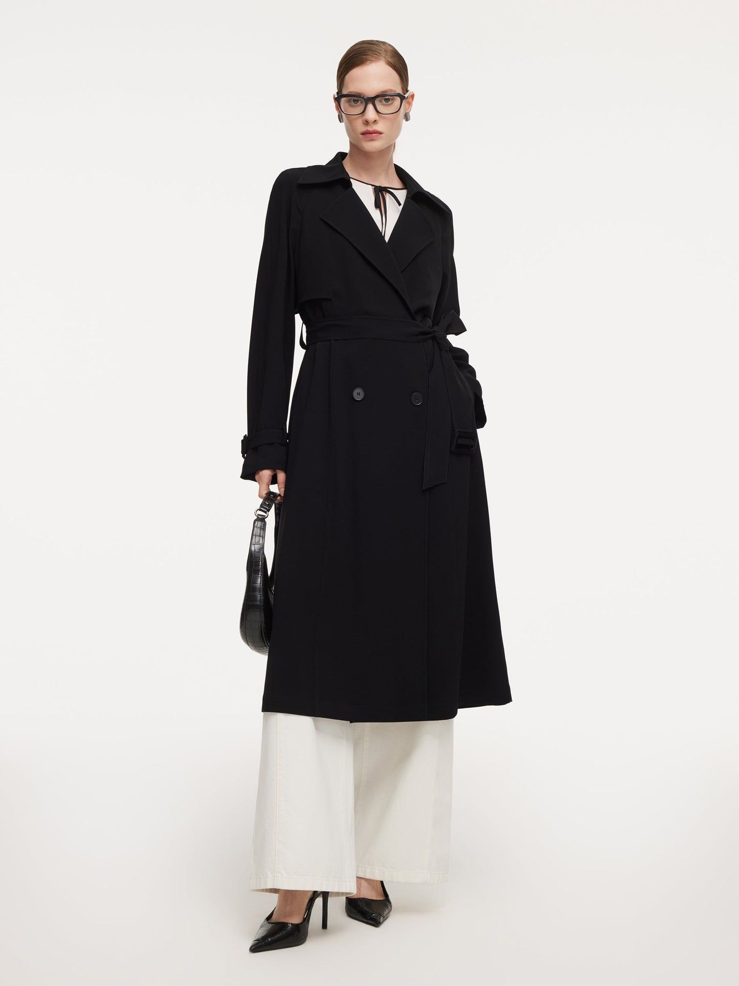 Triacetate Blend Women Wrap Trench Coat
