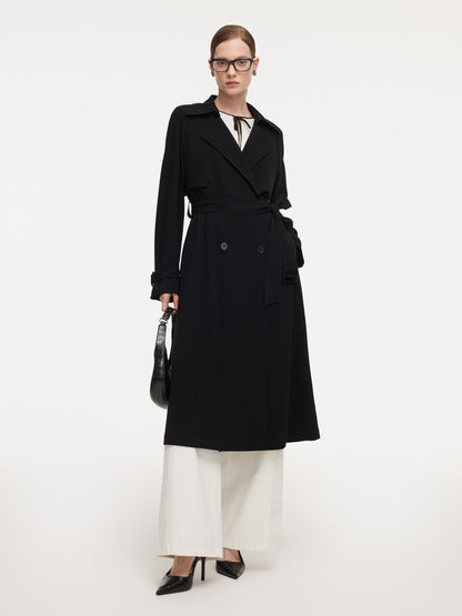 Triacetate Blend Women Wrap Trench Coat
