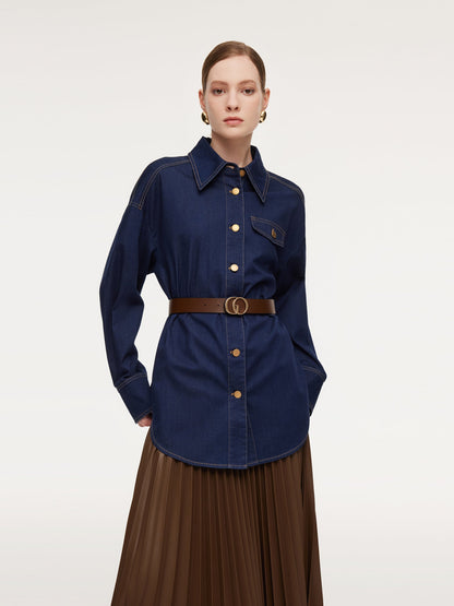 Denim Loose Fit H-Line Women Shirt