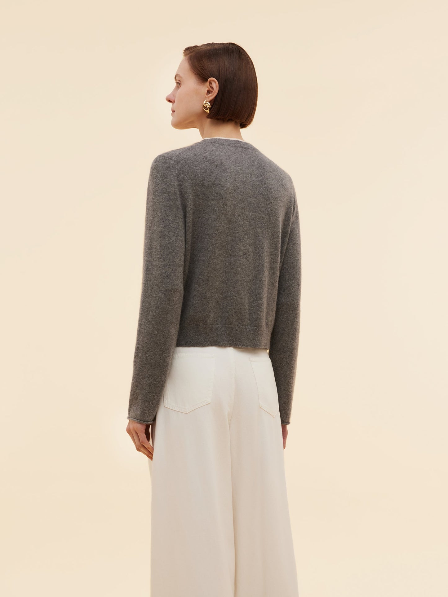 100% Cashmere Faux Two-Piece Women Cardigan