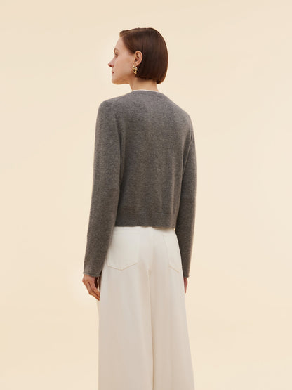 100% Cashmere Faux Two-Piece Women Cardigan