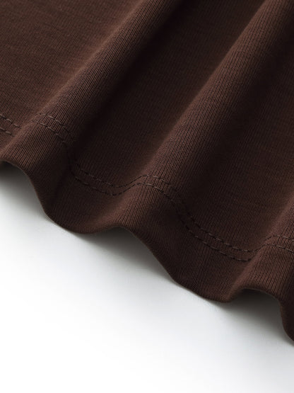 Tencel Blend Stretchy Knit Top And A-Line Skirt Two-Piece Set