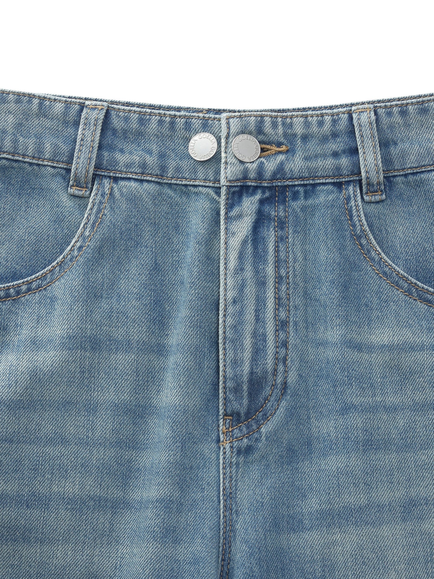 100% Cotton Denim Women Curved Leg Jeans