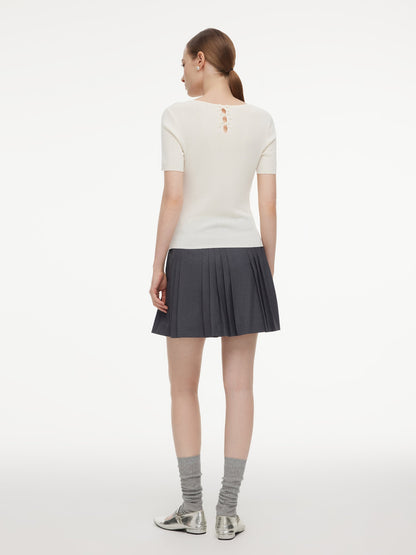 A-Line Pleated Women Skirt With Belt