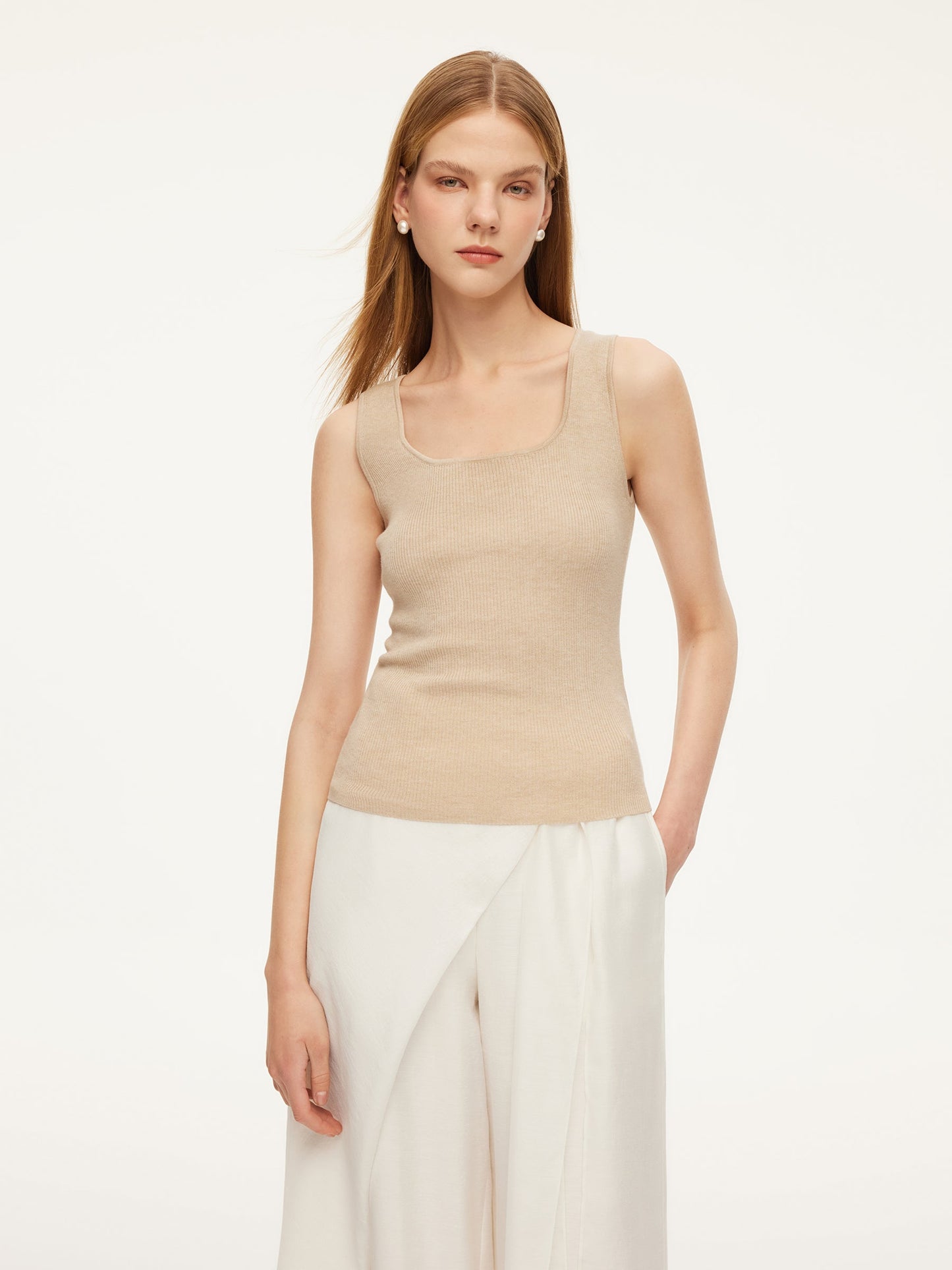 Square Neck Women Knit Tank Top