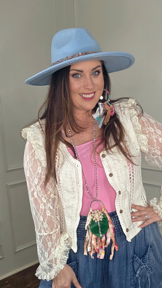 Powder Blue Bling Statement Hat