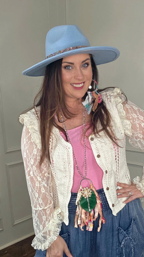 Powder Blue Bling Statement Hat