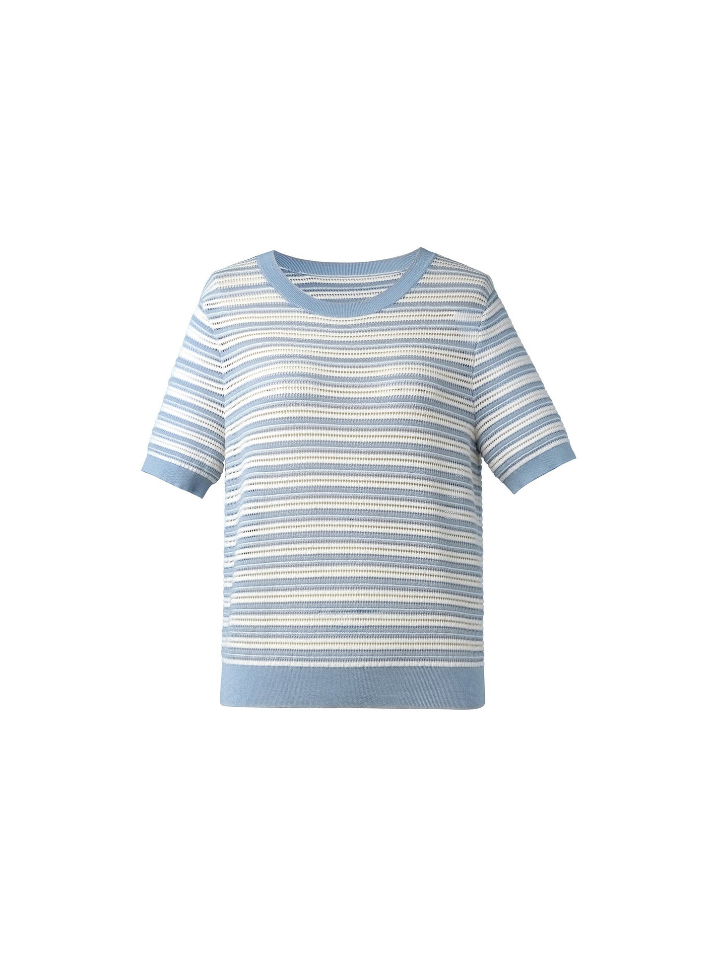 Lyocell Blend Blue And White Stripe Women Knit Top