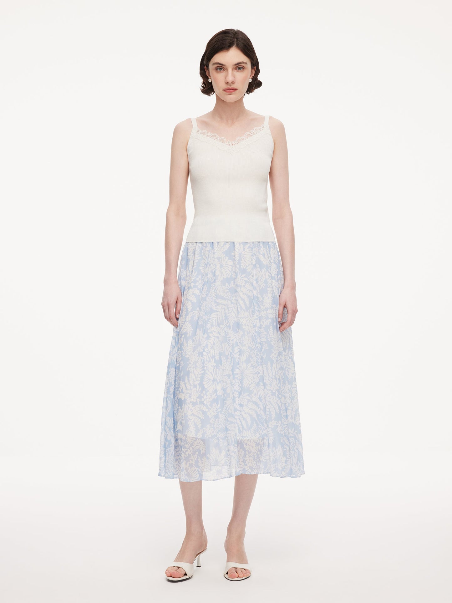 Triacetate Lyocell Blend Lace Trim Women Camisole