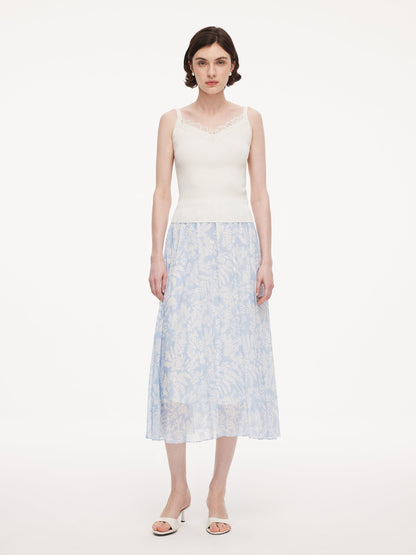 Triacetate Lyocell Blend Lace Trim Women Camisole