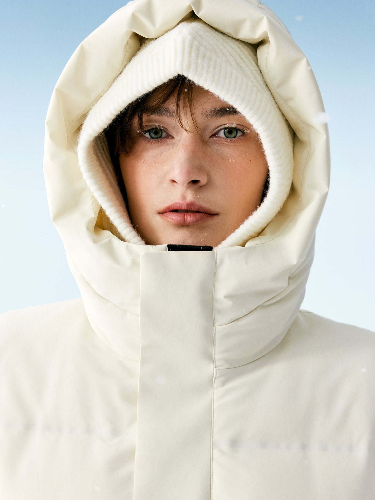 Thermal Tech Back Hooded Unisex Long Goose Down Coat