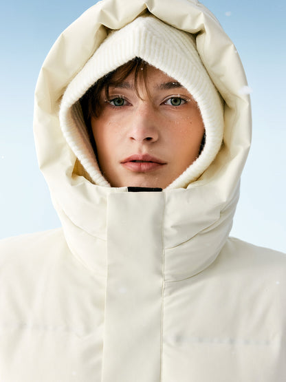Thermal Tech Back Hooded Unisex Long Goose Down Coat