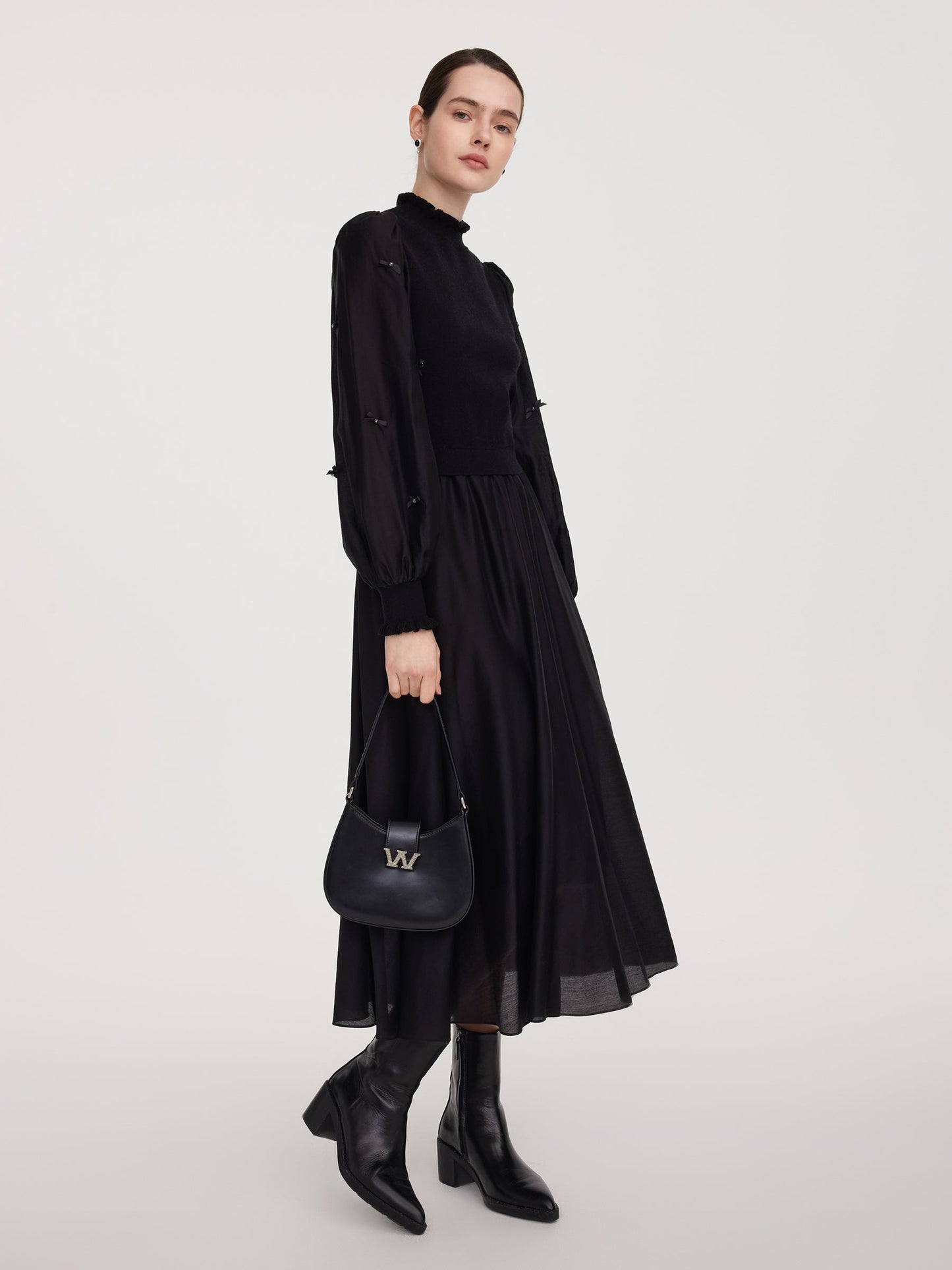 Tencel Blend Patchwork Women Maxi Dress