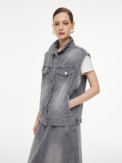 Lyocell Cotton Blend Denim Women Vest