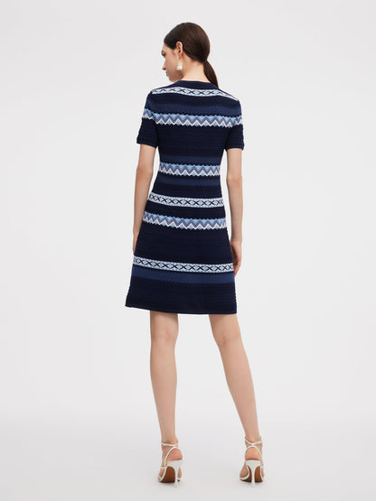 Multicolored Jacquard Women Knit Mini Dress