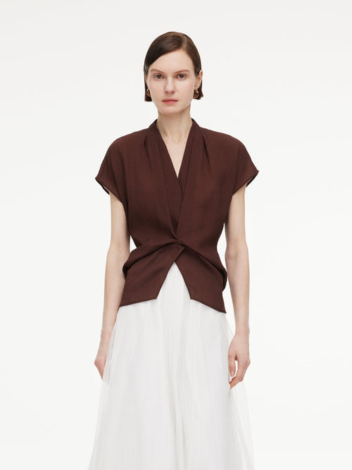 10.5MM Mulberry Silk V-Neck Twist Front Women Blouse