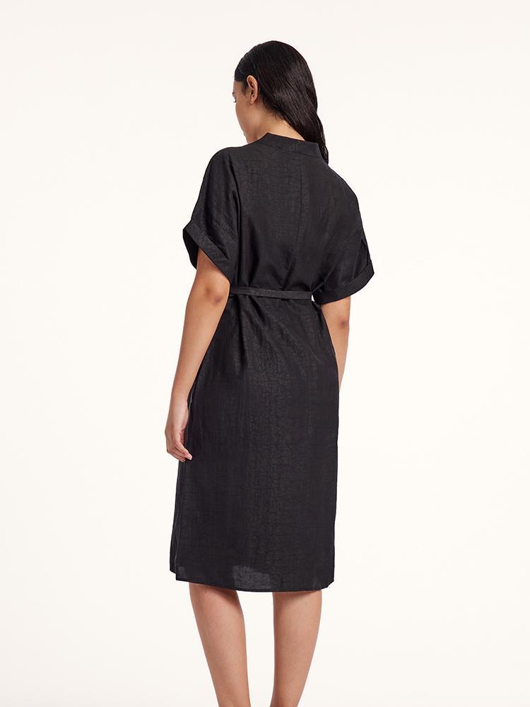 Xiang Yun Silk V-Neck Midi Dress