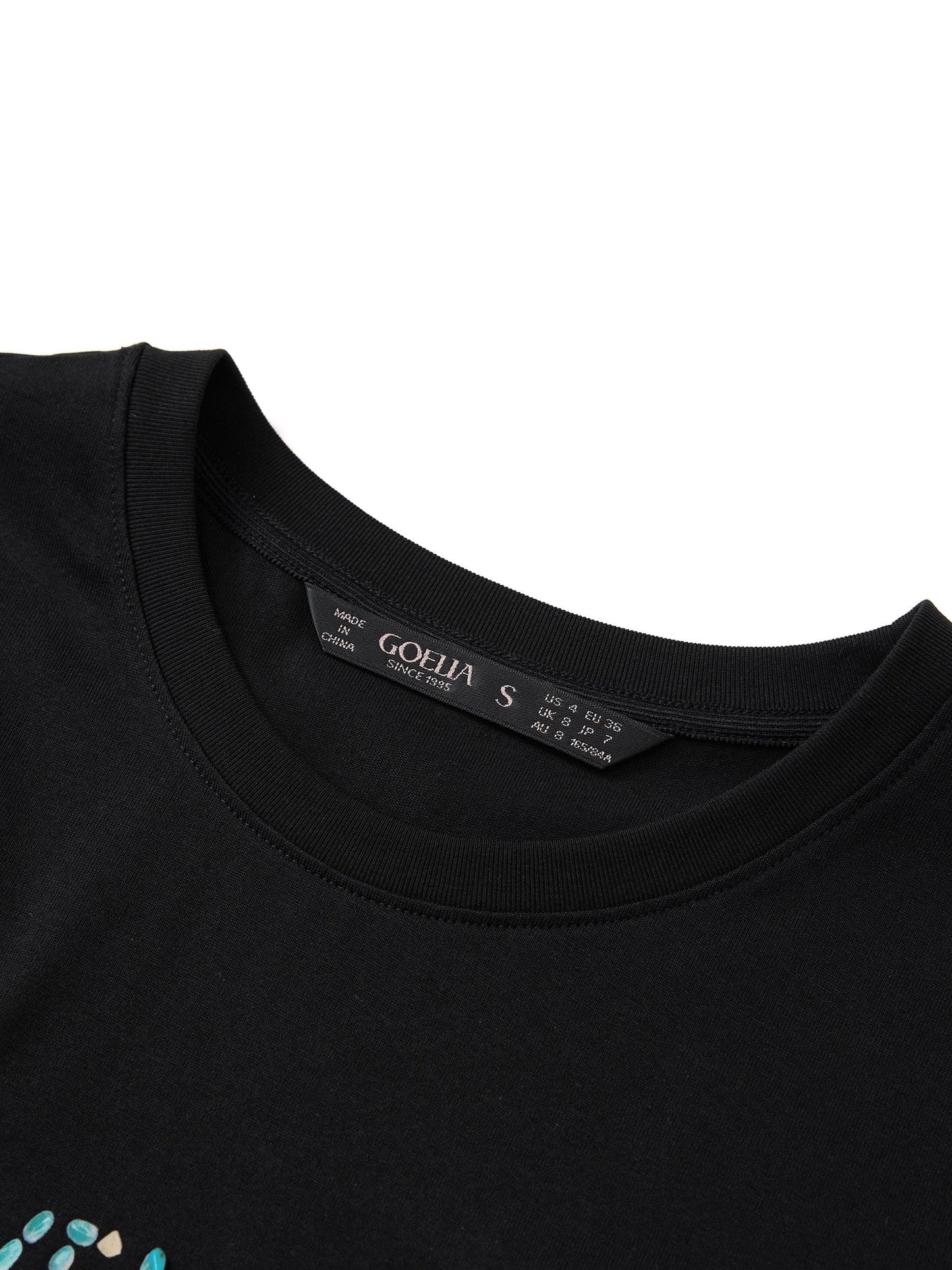 Cotton Beaded Letter Women T-Shirt