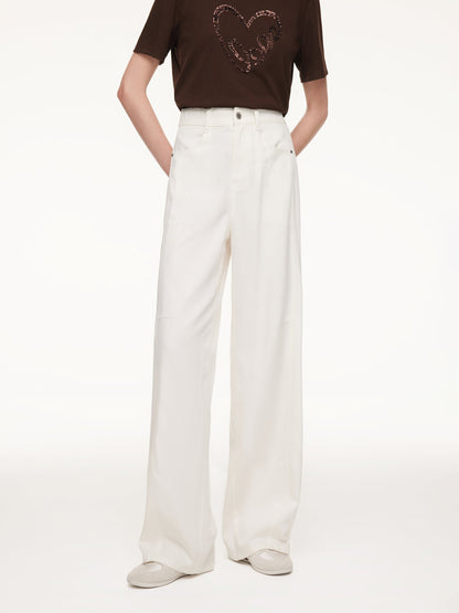 Lyocell Cotton Blend Denim Women Curved-Leg Jeans