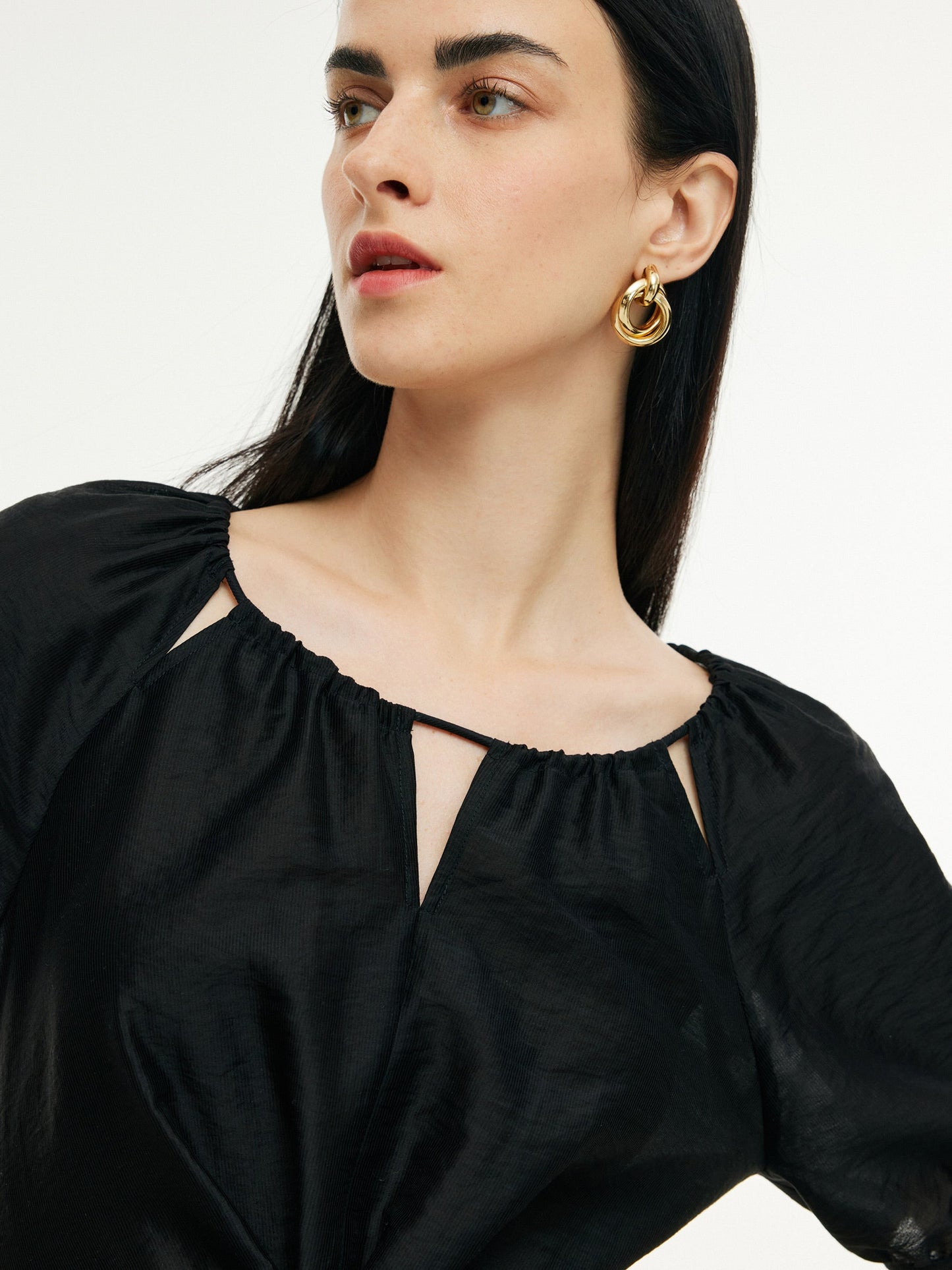 Tencel Blend Twist Front Top And A-Line Skirt Two-Piece Set