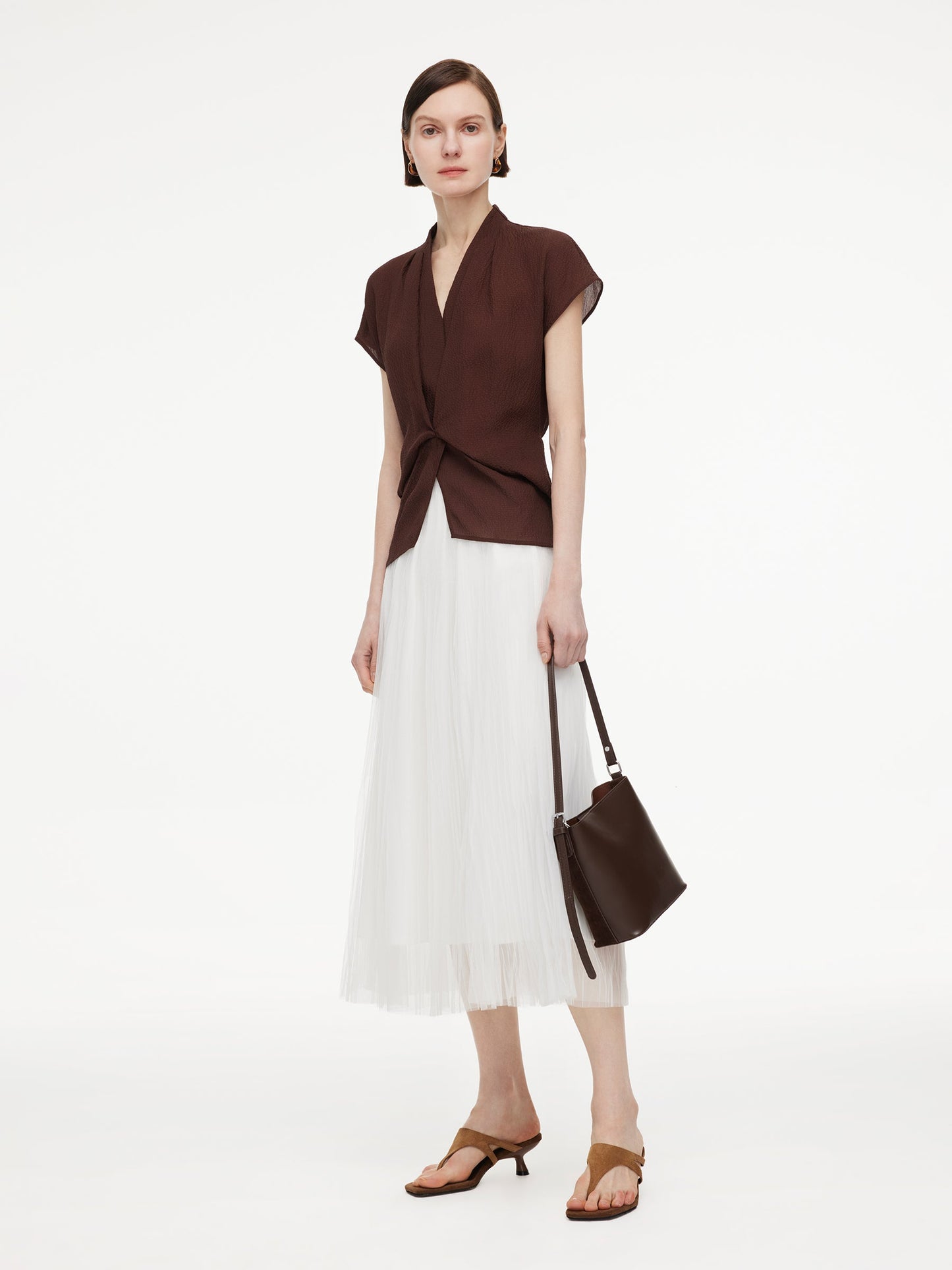 10.5MM Mulberry Silk V-Neck Twist Front Women Blouse