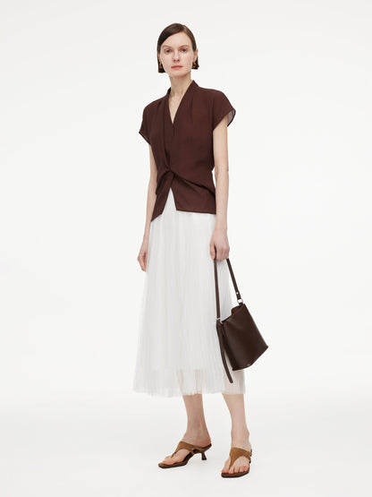 10.5MM Mulberry Silk V-Neck Twist Front Women Blouse