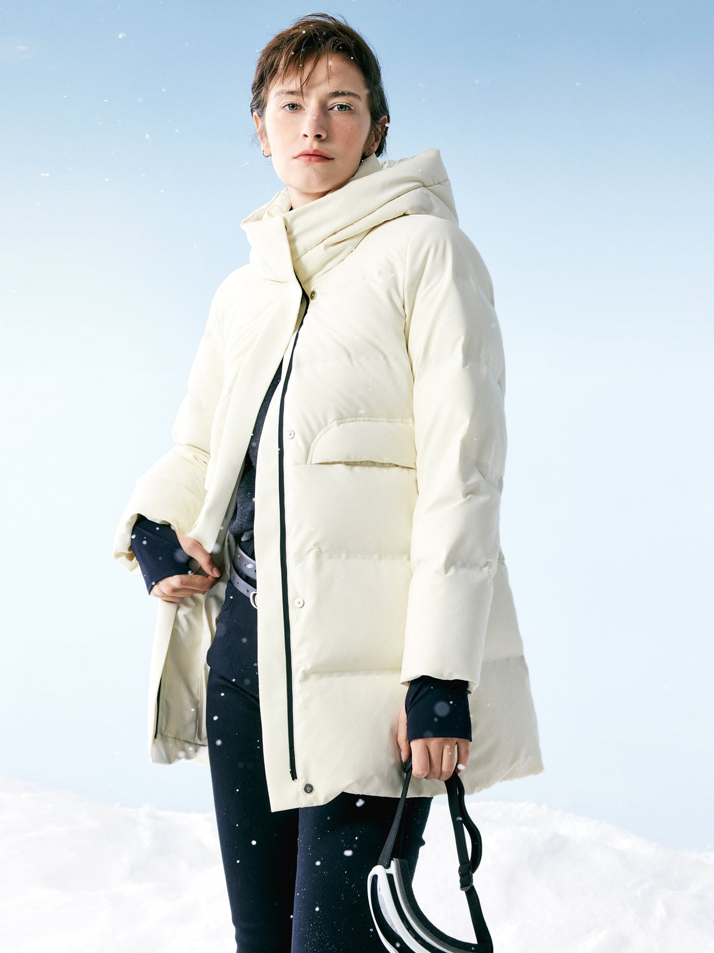 Thermal Tech Back Hooded Goose Down Coat