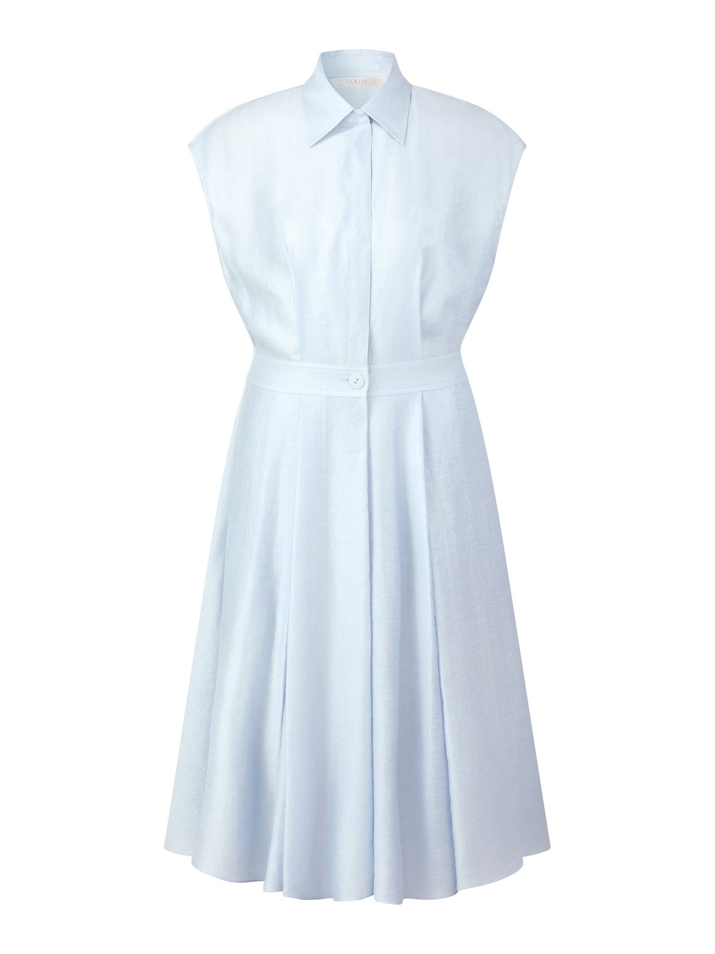 Tencel Acetate Linen Blend Cap Sleeve Women Midi Shirt Dress