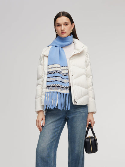 Wool Blend Fair Isle Fringe Scarf