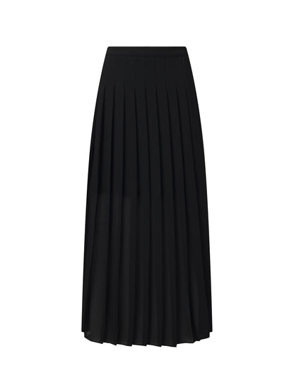 Adjustable Waist Side Slit Women Pleated Skirt