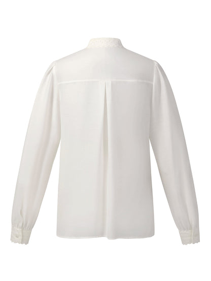 [Preview] Acetate Blend Lace Bow Tie Women Shirt