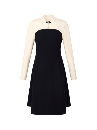 Lyocell Wool Blend Women Knit Qipao Midi Dress