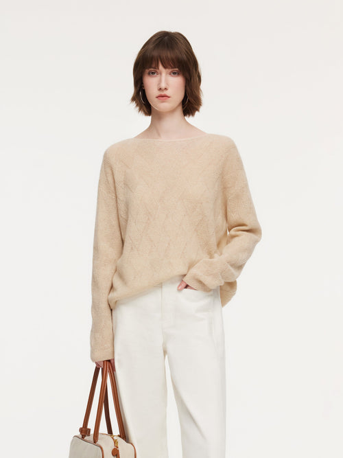 Cashmere Boat Neck Loose Fit Women Sweater