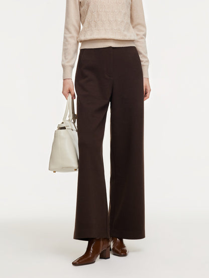 Adjustable Waist Straight Wide Leg Women Pants