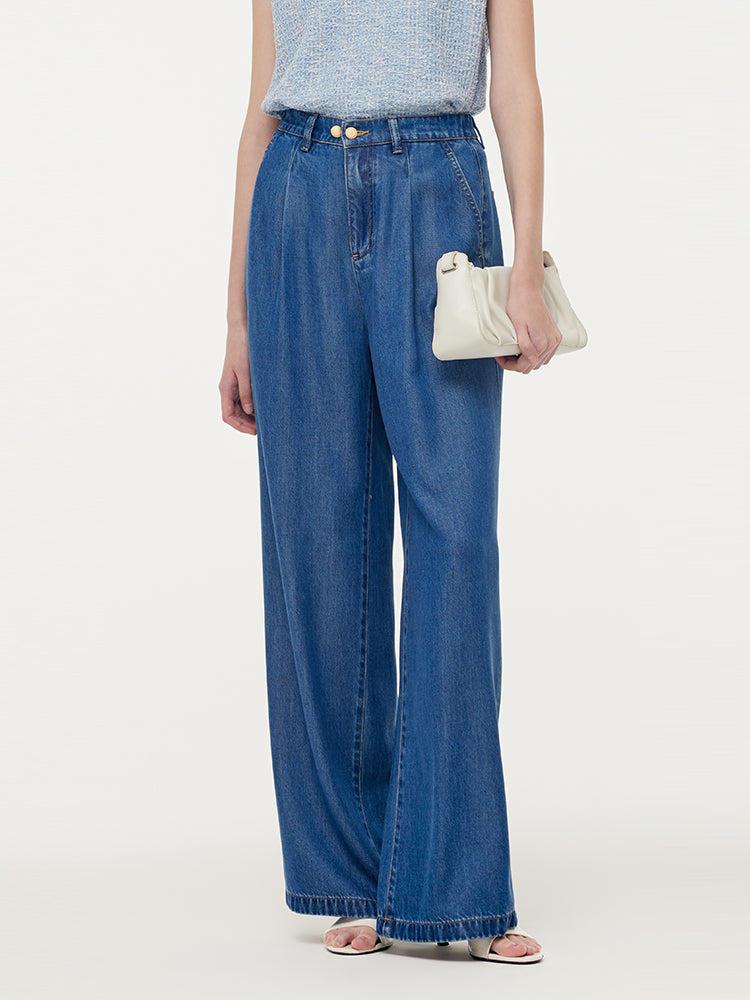 100% Tencel Denim Elastic Waist Women Jeans