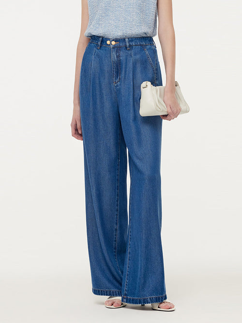 100% Tencel Denim Elastic Waist Women Jeans