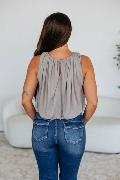Pasha Linen Top - Stone