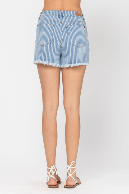 Judy Blue Stripe Cut-Off Shorts