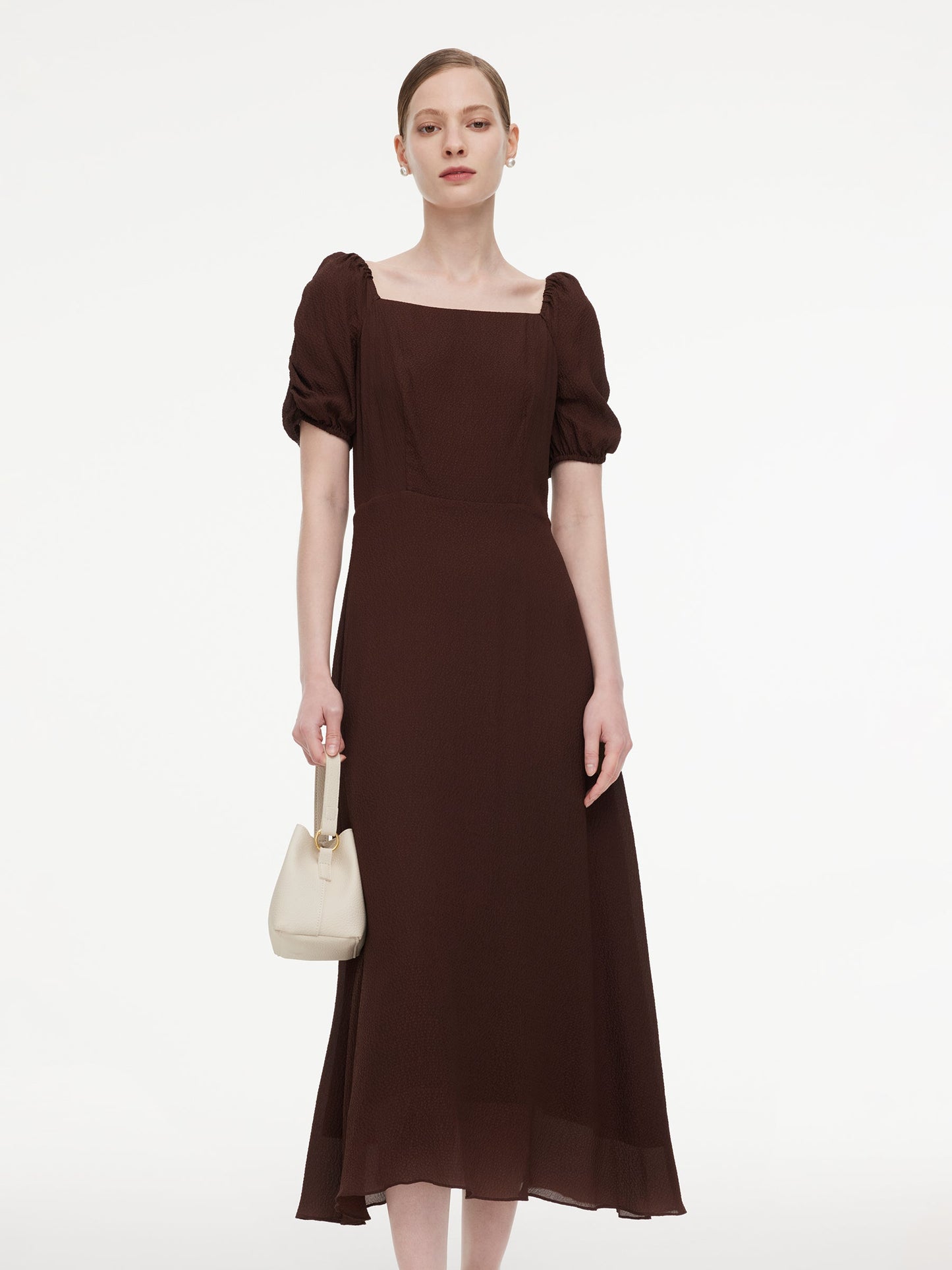 [Preview] 10.5 MM Mulberry Silk Square Neck Women Maxi Dress