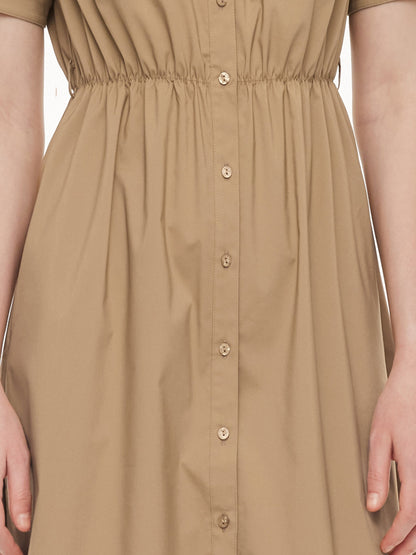 Cotton Blend Women Midi Shirt Dress With Leather Belt