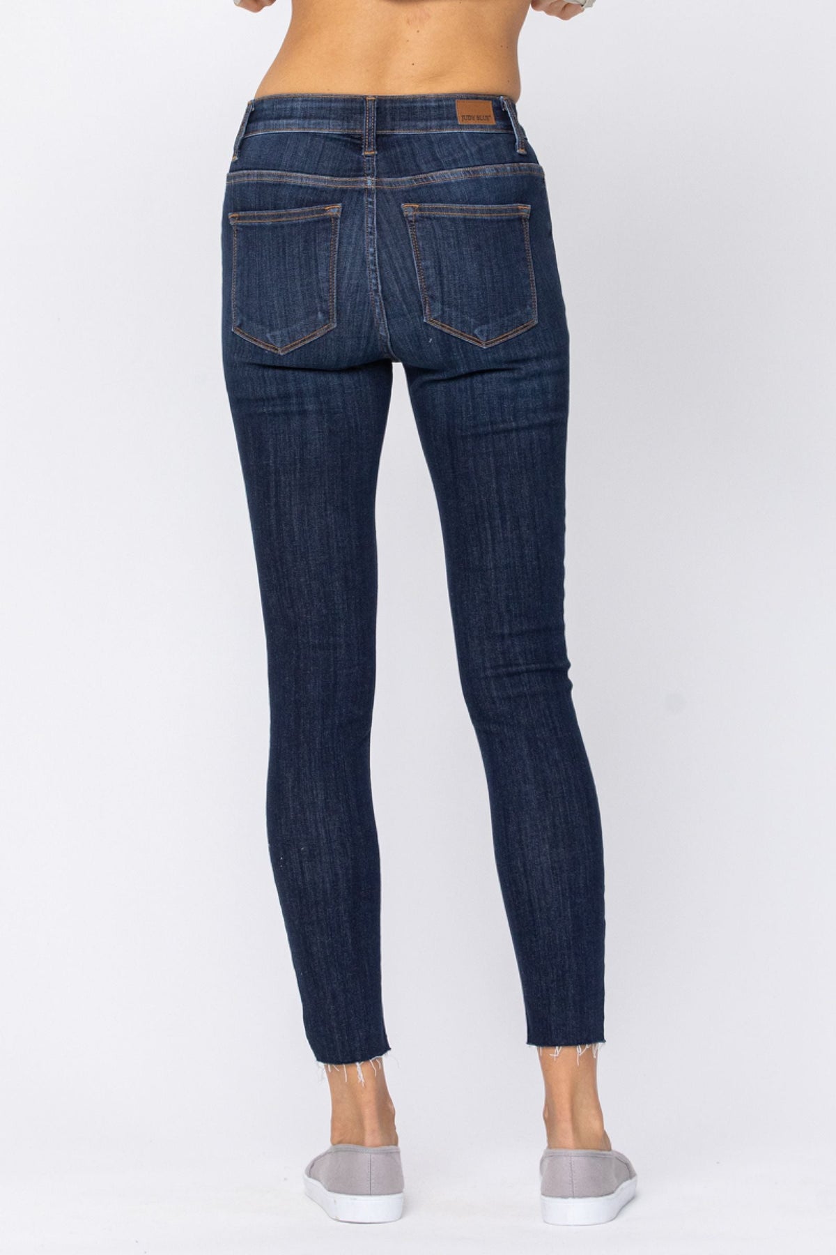 Judy Blue Mid Rise Raw Hem Skinny Jean