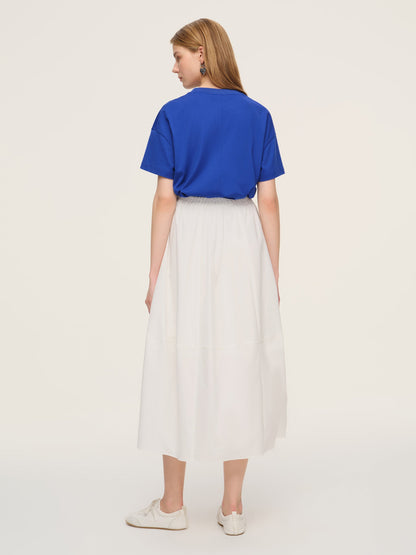 Cotton Blend Elastic Waist Women Skirt
