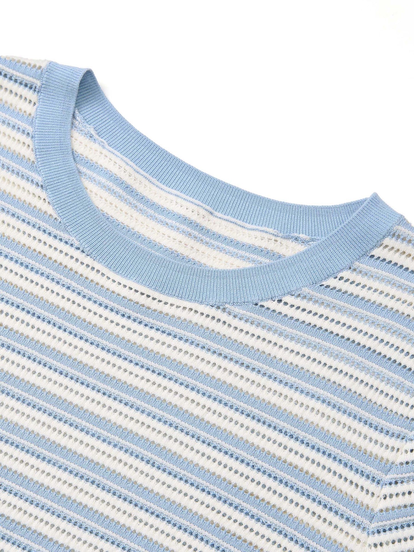 Lyocell Blend Blue And White Stripe Women Knit Top