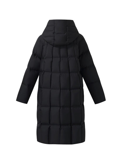 New Chinese-Style Button Hooded Goose Down Coat